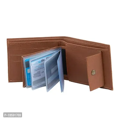 Designer Tan Artificial Leather Solid Two Fold Wallet For Men-thumb3