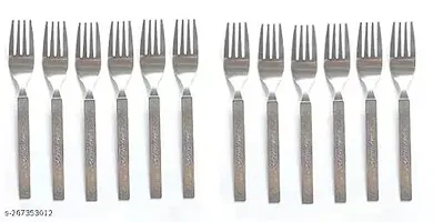 Useful Stainless Steel Dinner Forks With Square Edge- 12 Pieces-thumb1