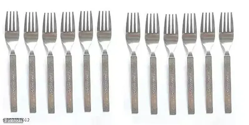 Useful Stainless Steel Dinner Forks With Square Edge- 12 Pieces-thumb2