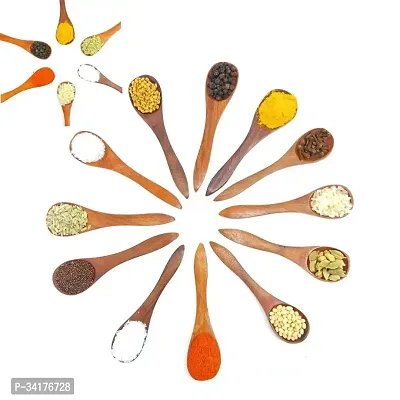 Pack Of 12 Handcrafted Wooden Spoons For Icecream, Sugar, Salt, Spices, Tea, Coffee And Fit Small Containers-thumb0