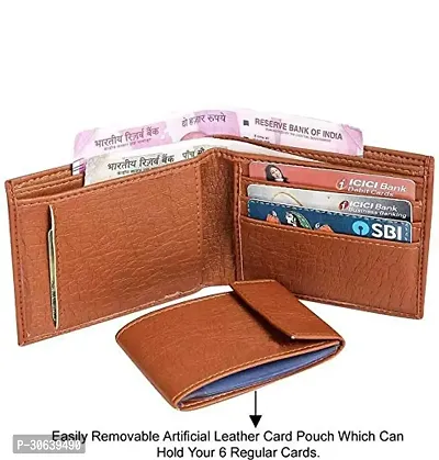 Designer Brown Artificial Leather Three Fold Wallet For Men