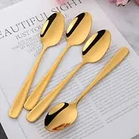 (Pack Of 6) Golden Premium High Quality Stainless Steel Table Spoon Set-thumb1