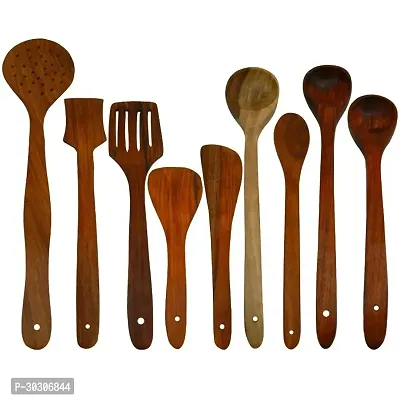 Wooden Spatulas Cooking Spoon Pack Of 9-thumb0