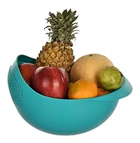 Classic Plastic Vegetable Fruit Basket Rice Wash Sieve Washing Bowl Colander Multicolor 1 Piece-thumb1