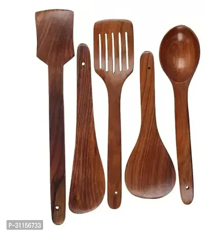 Useful Wooden Kitchen Serving And Cooking Spoons- 5 Pieces-thumb2