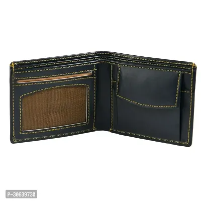 Designer Black Artificial Leather Two Fold Wallet For Men-thumb2