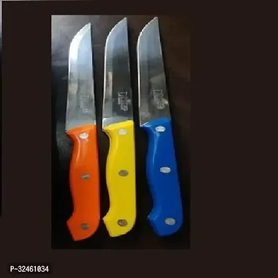 Plastic Easy To Use Strong And Durable Stainless Steel Kitchen Knives Pack Of 3