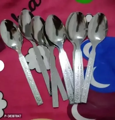 6 Pcs Steel Spoons Dinning Table Kitchenware Used-thumb2