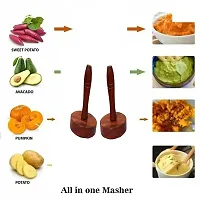 Wooden Handmade Kitchen Masher Pack Of 2-thumb2