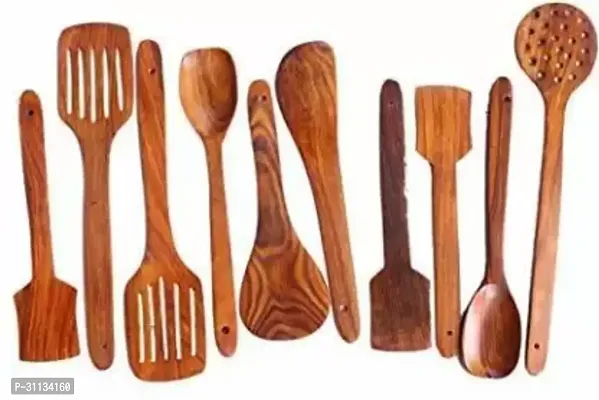 Set Of 10 Wooden Spoon Set Specially For Cooking And Serving Handmade Wooden Serving And Cooking Spoon-thumb0