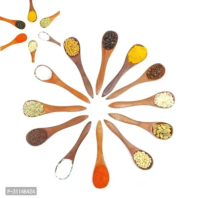 Pack Of 12 Handcrafted Wooden Spoons For Icecream, Sugar, Salt, Spices, Tea-thumb0