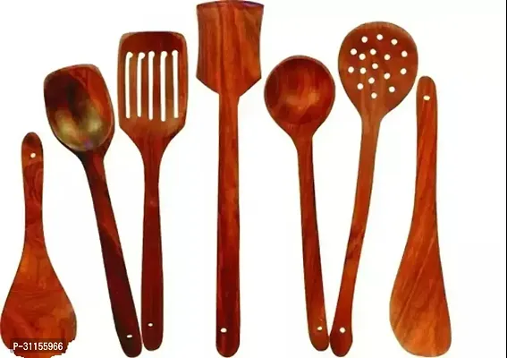 Set Of 7 Handicrafts Wooden Serving And Cooking Spoons Tools