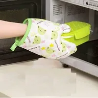 Useful Cotton Padded Oven Hand Mitt Gloves With Pot Holder- 2 Pieces-thumb1