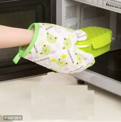 Useful Cotton Padded Oven Hand Mitt Gloves With Pot Holder- 2 Pieces-thumb2