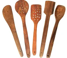 Trendy Wooden Handmade Non Stick Serving Spoon Set Of 5-thumb2