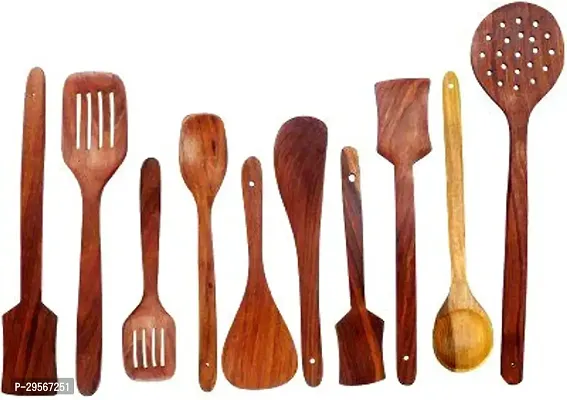 Durable Handmade Non Stick Wooden Cooking Spoons Pack Of 10