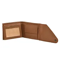 Designer Tan Artificial Leather Solid Two Fold Wallet For Men-thumb2