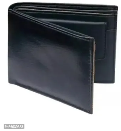 Designer Black Rexine Two Fold Wallet For Men