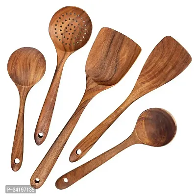 Trendy Wooden Non Stick Cooking Spoons Pack Of 5-thumb0