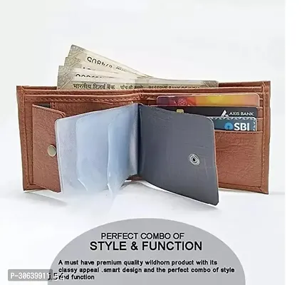 Designer Brown Artificial Leather Two Fold Wallet For Men-thumb2