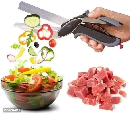 Useful 2 In 1 Steel Smart Clever Cutter Kitchen Knife For Food Chopper And in Built Mini Chopping Board with Locking Hinge-thumb3