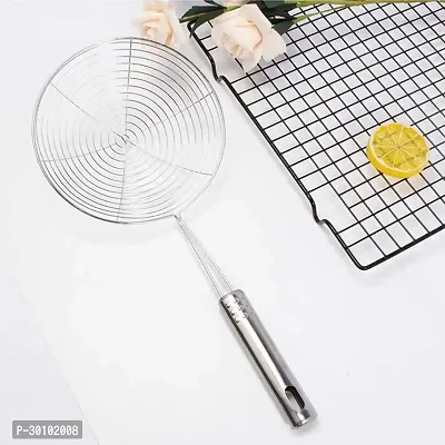 Classic Multiuses Stainless Steel Deep Fry Jhara Skimmer Puri Strainer With Handle-thumb3