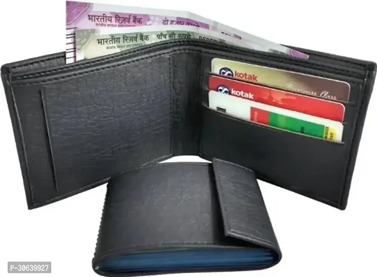 Designer Black PU Two Fold Wallet For Men