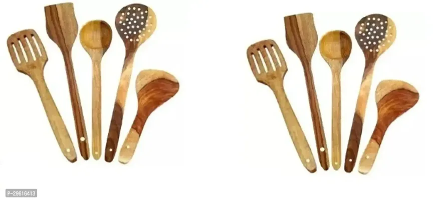 Useful Wooden Handmade Spoons And Spatulas For Cooking And Serving-10 Pieces