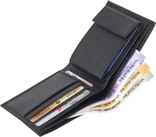 2 pcs Black Album ATM card holder Purse wallet Designer Black Artificial Leather Self Design Two Fold Wallet Combo For Men-thumb2