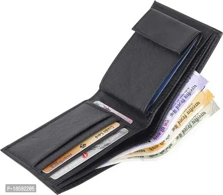 2 pcs Black Album ATM card holder Purse wallet Designer Black Artificial Leather Self Design Two Fold Wallet Combo For Men-thumb3