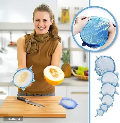 Microwave Safe Silicone Stretch Lids reuseable Flexible Covers Set Of 6-thumb3