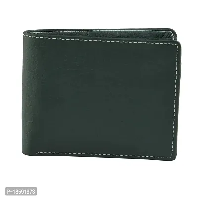 Designer Green Artificial Leather Solid Two Fold Wallet For Men