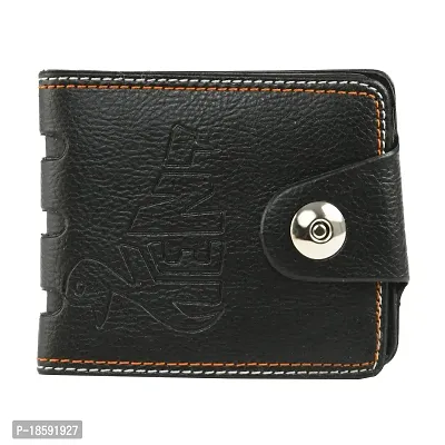 Designer Black Artificial Leather Solid Two Fold Wallet For Men-thumb0