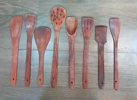 Set Of 8 Handicrafts Wooden Serving And Cooking Spoons Wood Brown Spoons Kitchen Tools-thumb1