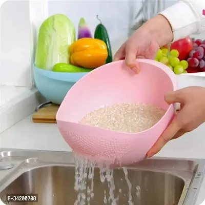 Plastic Vegetable Fruit Basket Rice Wash Sieve Washing Bowl Colander-thumb0