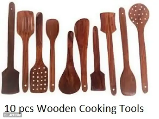 10 Pieces Wooden Cooking And Serving Handcrafted Wooden Tools-thumb0