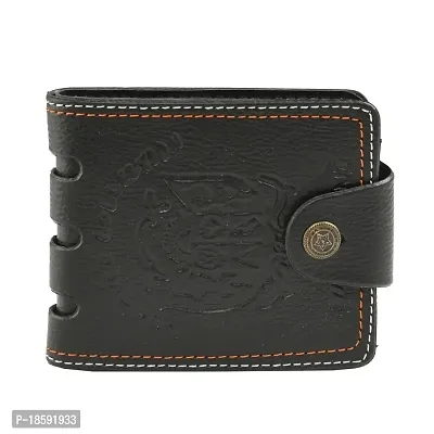 Designer Black Artificial Leather Solid Two Fold Wallet For Men