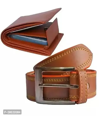 Designer Brown Artificial Leather Two Fold Wallet With Belt For Men Pack Of 2-thumb2