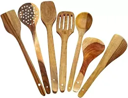 Sre Sre_0027 Wooden Spatula (Pack Of 7) Handmade Cooking Tools-thumb1