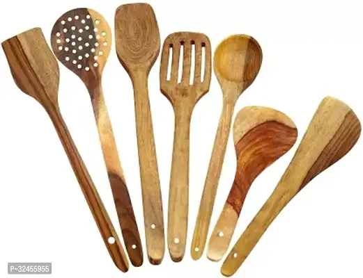 Sre Sre_0027 Wooden Spatula (Pack Of 7) Handmade Cooking Tools-thumb2