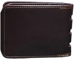 Designer Brown Artificial Leather Solid Two Fold Wallet For Men-thumb2