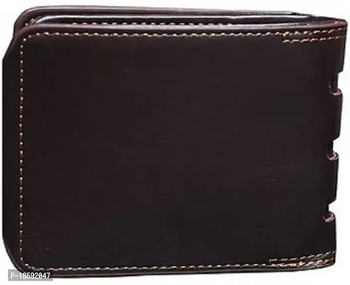 Designer Brown Artificial Leather Solid Two Fold Wallet For Men-thumb3
