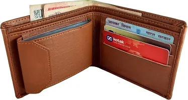 Designer Tan Artificial Leather Solid Two Fold Wallet For Men-thumb3