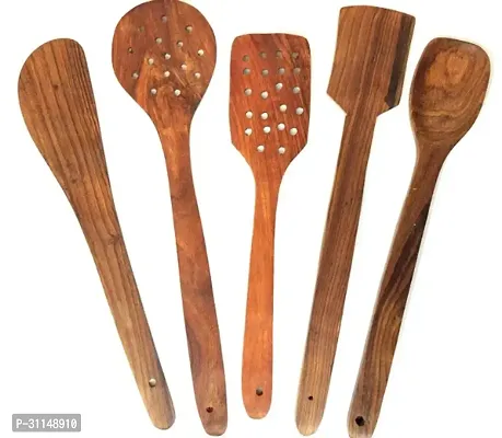 Set of 5 Handmade Wooden Non-Stick Serving and Cooking Spoon Kitchen Tools-thumb0