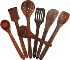 Useful Wooden Wooden Serving And Cooking Spoons Spatula - 7 Pieces-thumb3