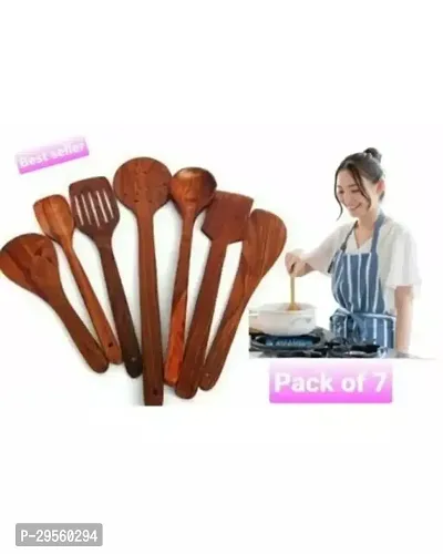 Set Of 7 Handmade Wooden Cooking And Serving Spatula Set