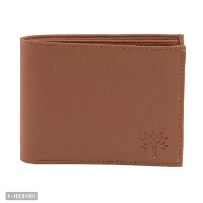 Designer Tan Artificial Leather Solid Two Fold Wallet For Men-thumb0