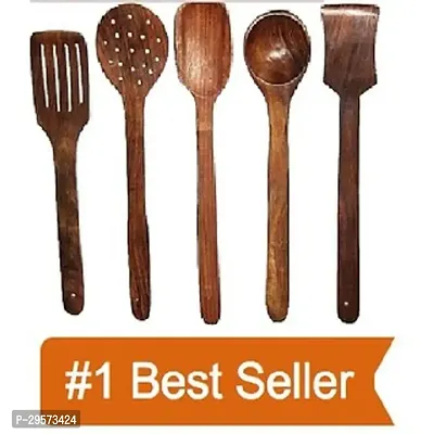 Trendy 5 Wooden Kitchen Tools For Non Stick Cookware 10 Inches Each