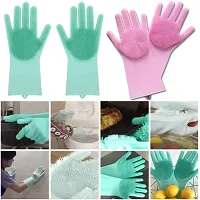 Magic Silicone Dish Washing Gloves Multicolour, Pack Of 1-thumb2