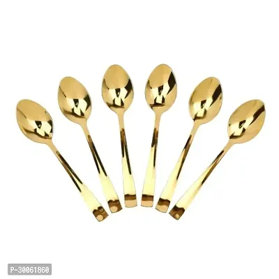 Useful Golden Stainless Steel Cutlery Spoon Set- 6 Pieces-thumb0